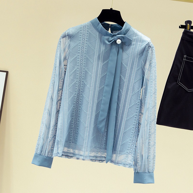 Women's Clothing 2024 bottoming shirt women's long sleeved spring new lace shirt slim fashion trend cover belly tops stylish small shirt_voghion.com