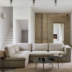 北歐布藝沙發組合極簡小戶型可拆洗意式模塊沙發家用輕奢客廳家具