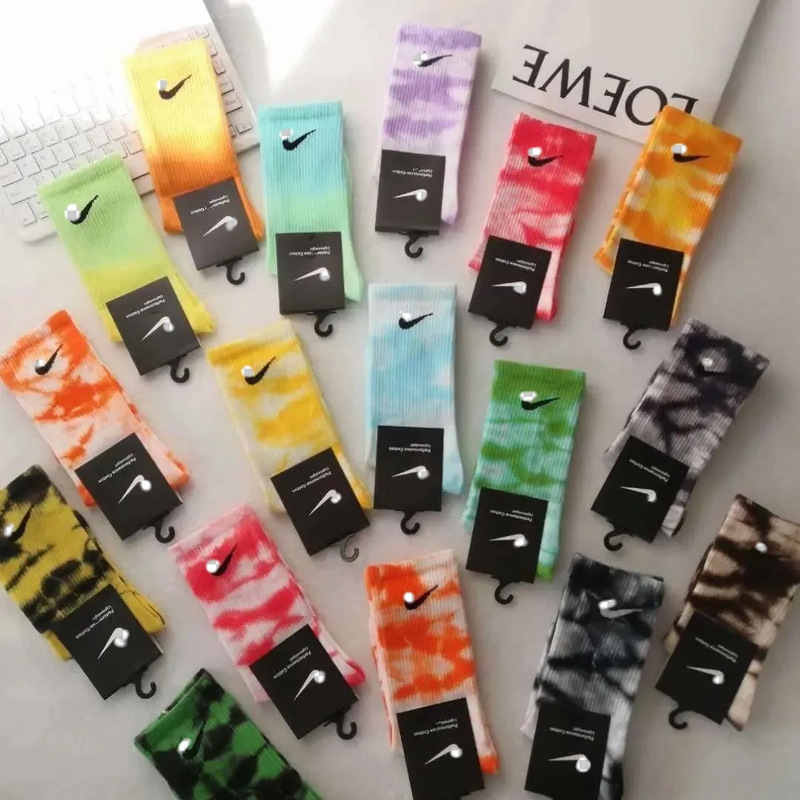 Suwan Next Socks for Students, Tie-Dye, Unisex, Mid-Calf and Long Tube, Couple Socks, Sports Socks, Sweat-Absorbent, Non-Slip, Versatile