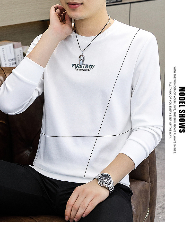 Herrenpullover für Frühling und Herbst, schmale Passform, trendiges Rundhals-Hemd, jugendliches, hübsches Langarm-T-Shirt_voghion.com