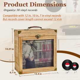 跨境木质黑胶唱片收纳盒复古乡村木质唱片储存盒黑胶唱片收纳盒