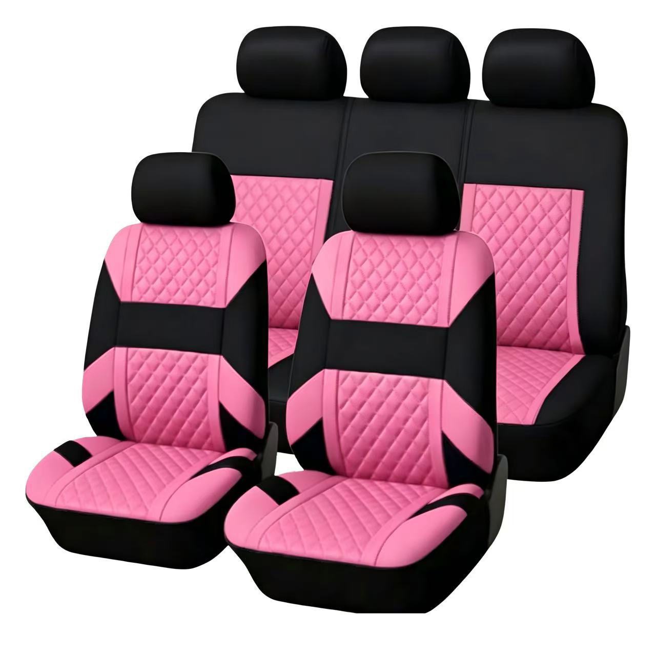 Manufacturer's universal car seat cover 3D horizontal stripe diamond pattern 9-piece set for five seats, suitable for cross-border e-commerce platforms like TEMU and Amazon