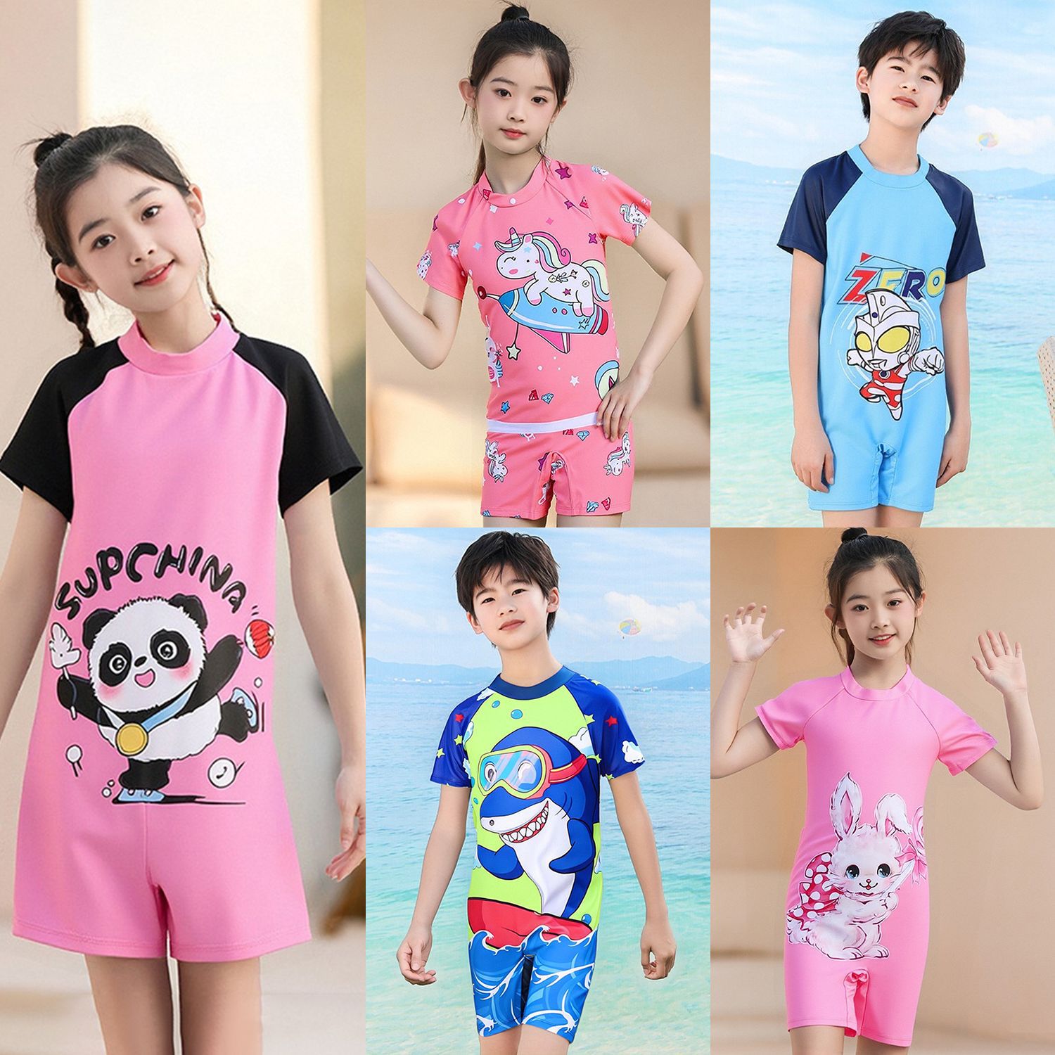 Traje de Baño Enterizo de Pantalón para Niñas de Poliéster Secado Rápido para Natación y Aguas Termales