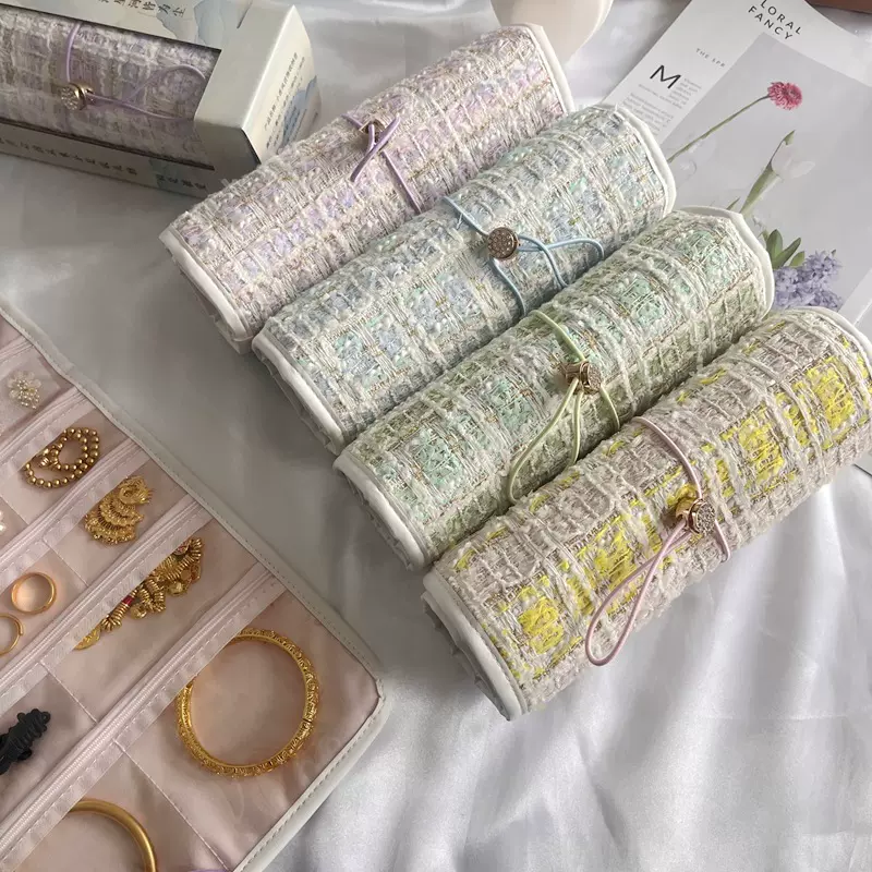 小香风首饰收纳册黄金项链首饰盒旅行便携饰品司凤同款透明首饰卷