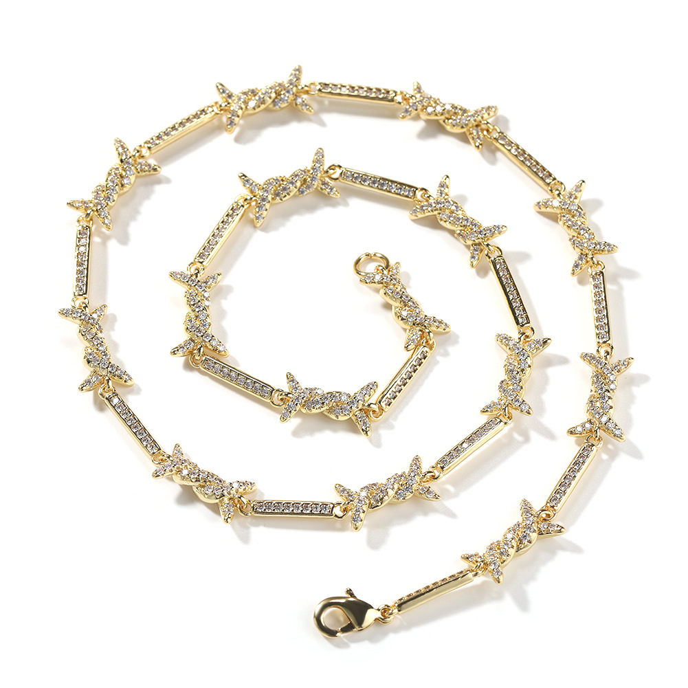 Thorn Fine Wire Necklace With Zircon For Men Elegant Accessory_voghion.com