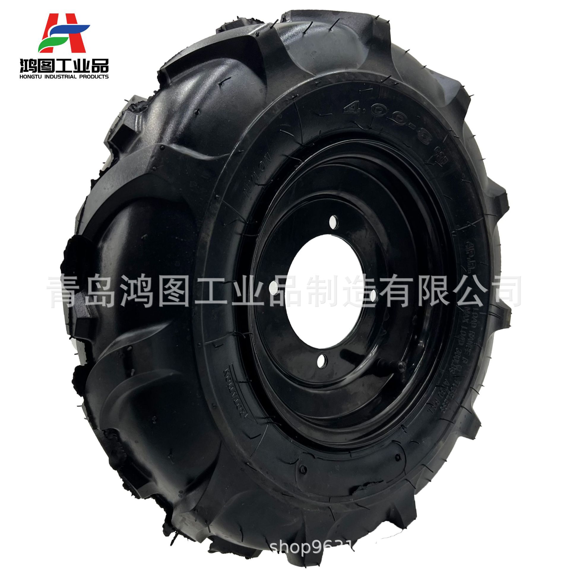 16x4.00-8橡胶充气轮人字农用车微耕机轮子16寸橡胶充气真空轮胎