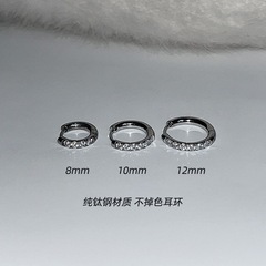 跨境爆款钛钢超闪镶钻耳环圈圈轻奢高级感男女简约掉色耳圈耳饰