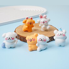 线条奶油胶小狗配件 微景观diy动物迷你车载桌面树脂摆件萌粒