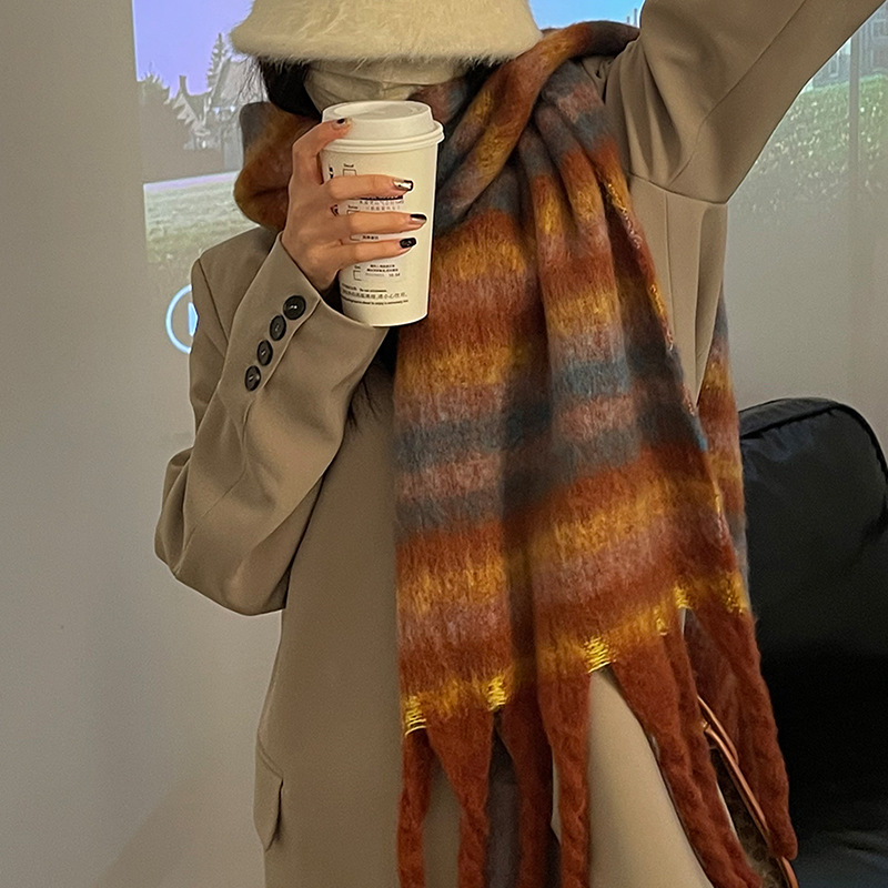 Instagram Coole Atmosphäre ~ Gebürstete Farben für Herbst und Winter Schal Modeartikel Wärme Geschenk Dicke Quasten_voghion.com