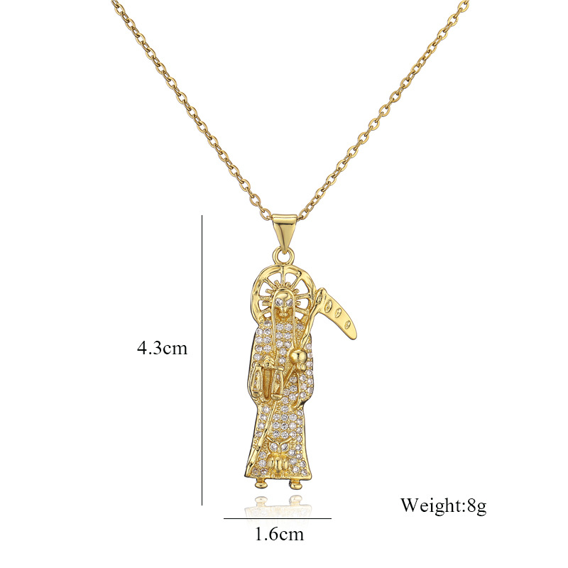 fashion death sickle priest shape pendant copper necklace