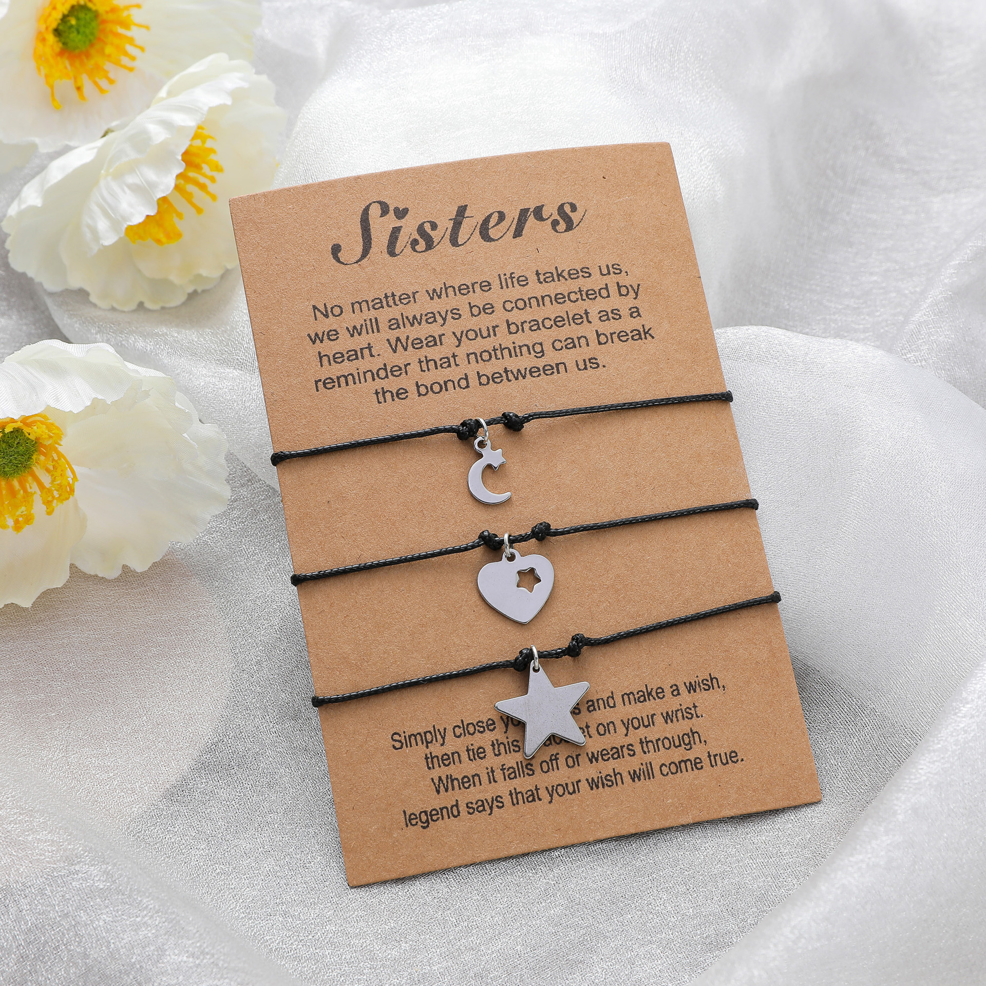 Thanksgiving Day Card Bracelet Personality Stainless Steel Stars And Moon Heart Braided Bracelet display picture 5