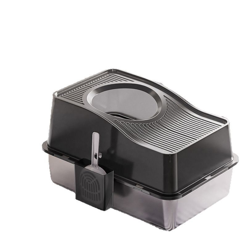 Stainless Steel Fully Enclosed Cat Litter Basin Oversized Height-added Anti-splash And Anti-take-out Top-in Deodorant Cat Toilet