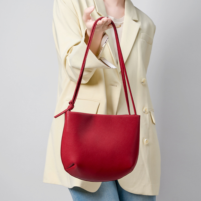 New Saddle Style Women's Minimalist Commuter Luxury Shoulder Bag, Small Summer Handbag, Versatile Genuine Leather Crossbody Bag