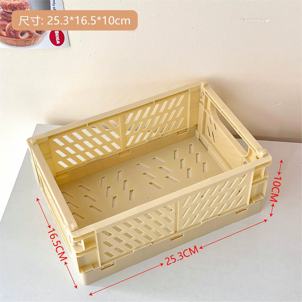 Foldable plastic storage box, table organizer 25.4×16.6×2.1 cm, lightweight multipurpose
