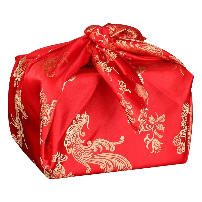 Pequeña boda al por mayor suministros de boda colección completa envuelto paño rojo dragón y Fénix gran bordado feliz envuelto boda de cuero cuenca