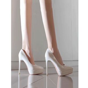 Red Bottom Nude High Heels for Women 2025 New Style High-End Non-Tiring Feet 12cm Pointed Toe Stiletto Waterproof Platform Shoes