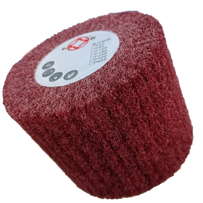 跨境红色百洁布拉丝轮塑料芯抛不绣钢抛光轮辊轮拉丝瓜布轮十字轮