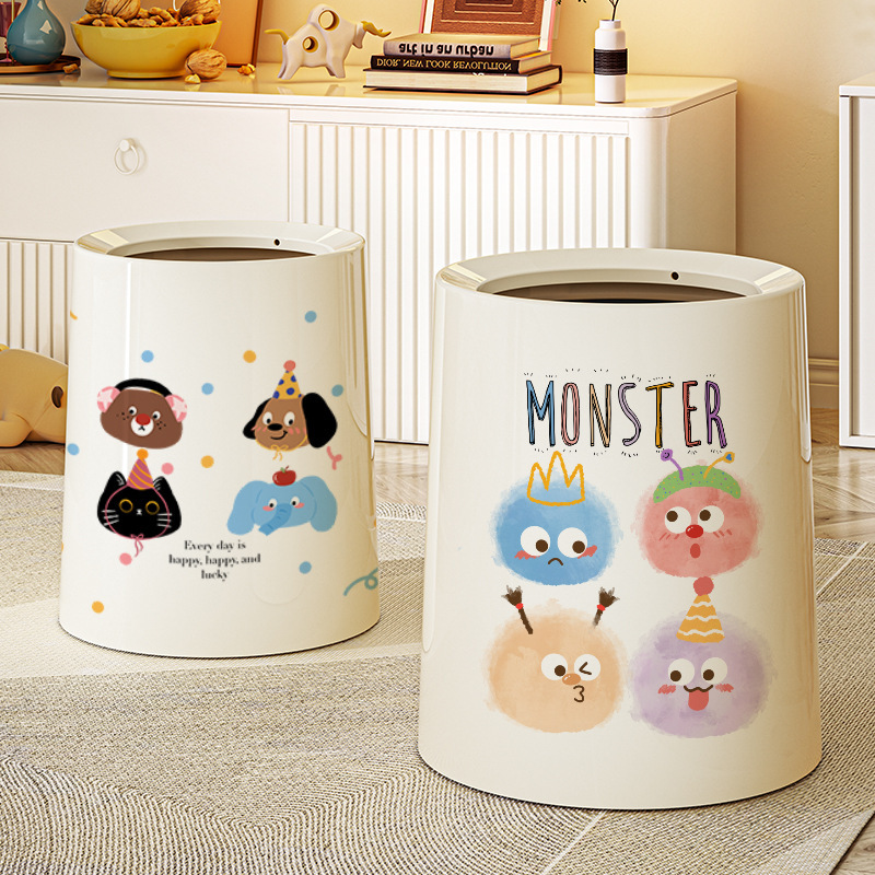 Trash Can Home 2025 New Style Living Room Bedroom Kitchen Press Bathroom Creative Cute High Color Value with Lid