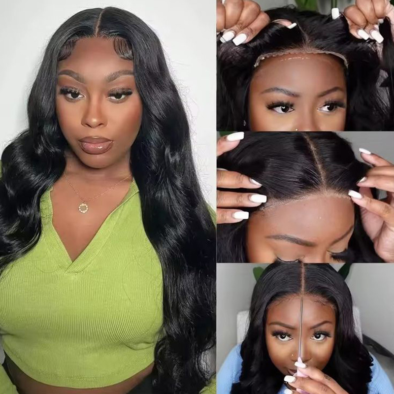 13X4 Pre-cut Lace Front No Rubber Head Cover human hair real hair wig wear and go