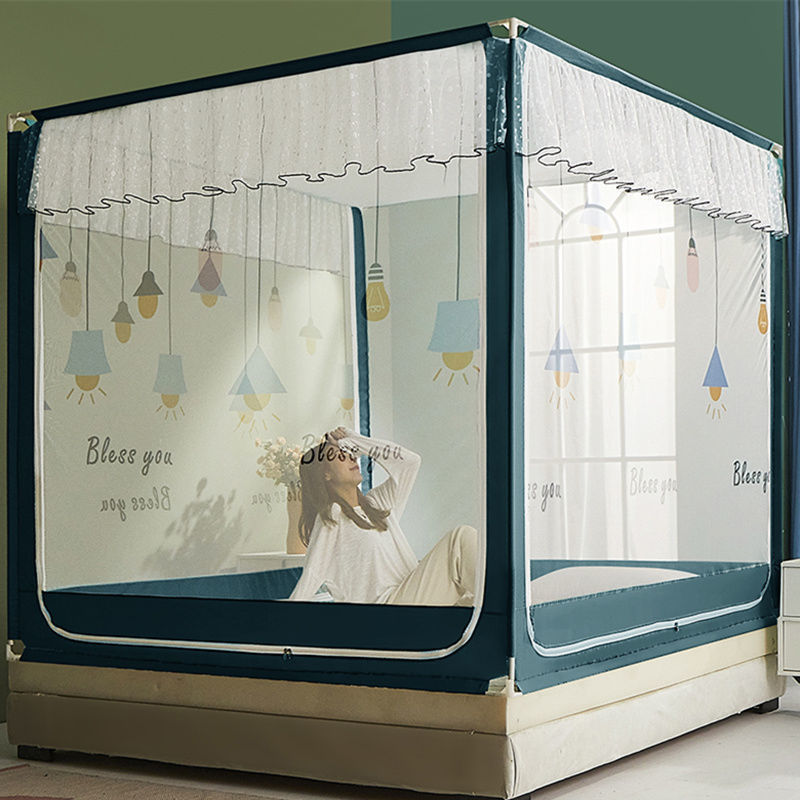 Anti-Fall Mosquito Net New Household Encryption Large Bed Zipper Yurt Children's Baby Guardrail Reinforcement with Bracket Cross-Border