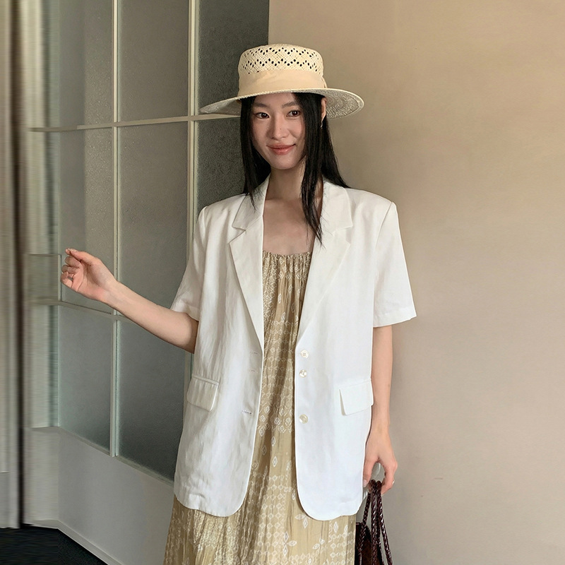 52847Moxi Thirteen Lines Women's Summer New Korean Style Casual Versatile Thin Blazer