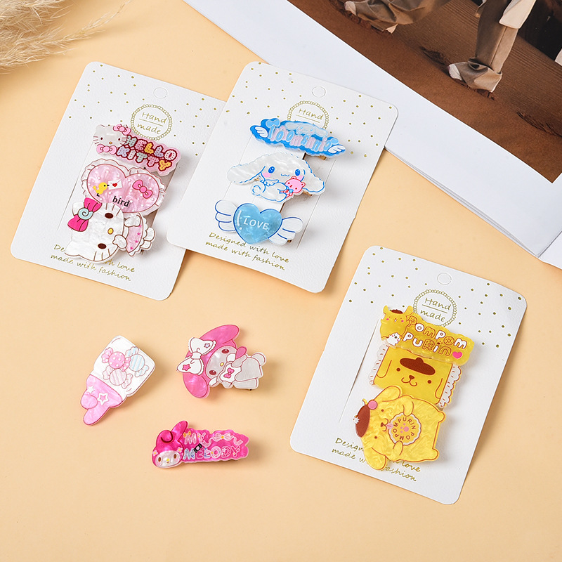 Sanrio nuevo estilo horquilla para niños lindo clip de flequillo de cabello roto de tres piezas clip de pico de pato de dibujos animados accesorios para el cabello de niña image 4
