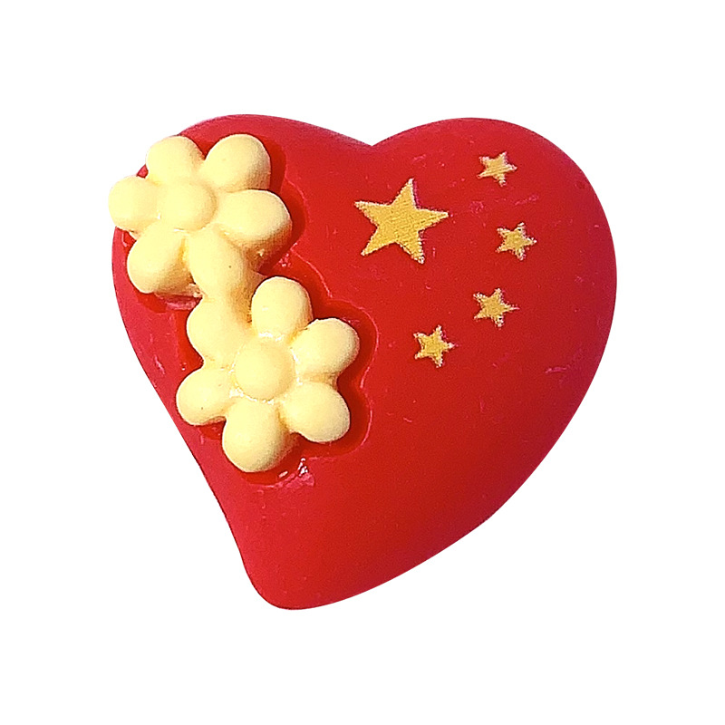 Nuevo día nacional de dibujos animados cinco estrellas bandera roja amor accesorios de resina pegamento crema adornamiento para el cabello broche mapa hecho a mano, etc.