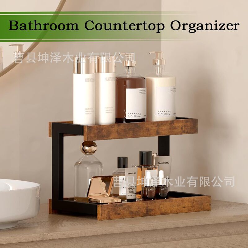 Wooden Storage Rack, Iron and Wood Combination, Sundry Storage Rack, Living Room Coffee Table, Desktop Storage Rack, Solid Wood Cosmetics Storage