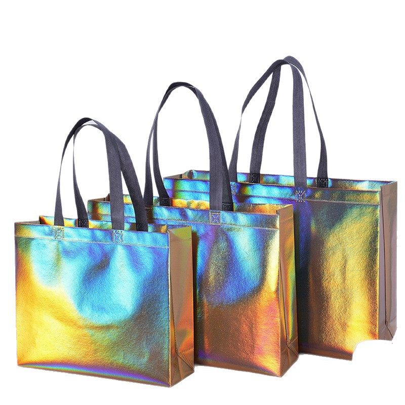 Bolsas de mano recubiertas con láser bolsas publicitarias bolsas de compras del centro comercial se pueden imprimir LOGO bolsas no tejidas gruesas rosadas image 6