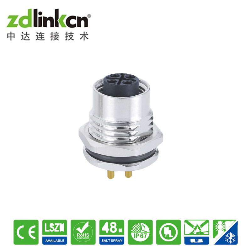 S-C0DE 编码PCB板端安装IP68防水连接器厂家M12连接器航空插头