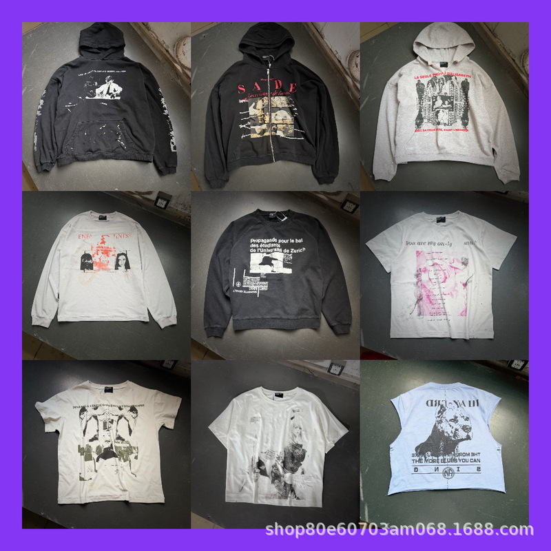 26Ss New Erd Style Distressed Vintage Dark Graphic Casual Hoodie Sweatshirt
