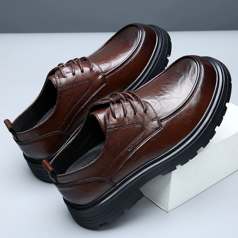 Shoes for leather shoes, breathable high classic suit jacket for leisure English style platform, high-quality style, British style