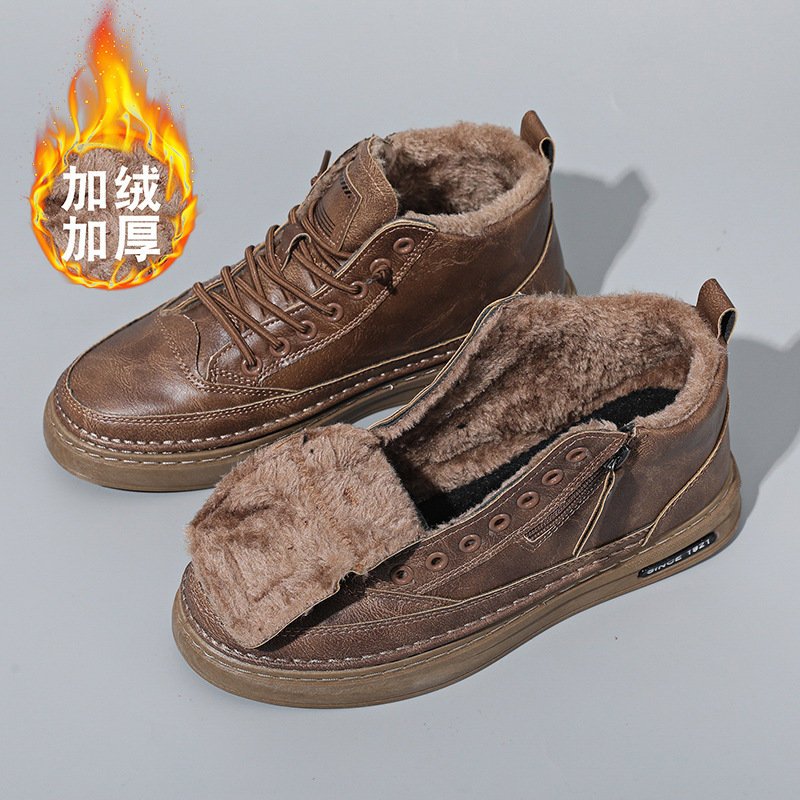 Botas Martin, zapatos de hombre, invierno alto más terciopelo, zapatos de algodón del noreste cálidos y gruesos, botas de algodón impermeables y antideslizantes