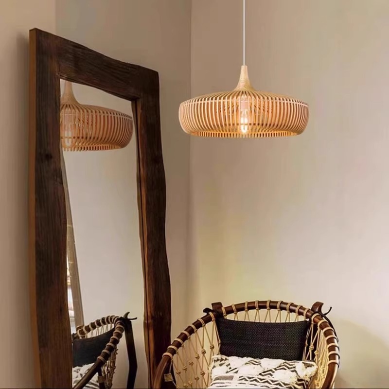 Lámpara de madera nórdica cafeteria de viento silencioso estilo retro creativo japonés dormitorio residencial lámparas de restaurante de madera