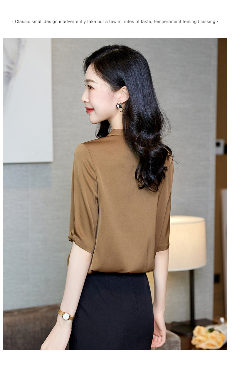 B4324 2310K ÁO SƠ MI NỮ HANTDC MÙA HÈ CỔ CHỮ V THỜI TRANG NỮ LỤA TƠ TẰM G05 SẢN PHẨM MỚI