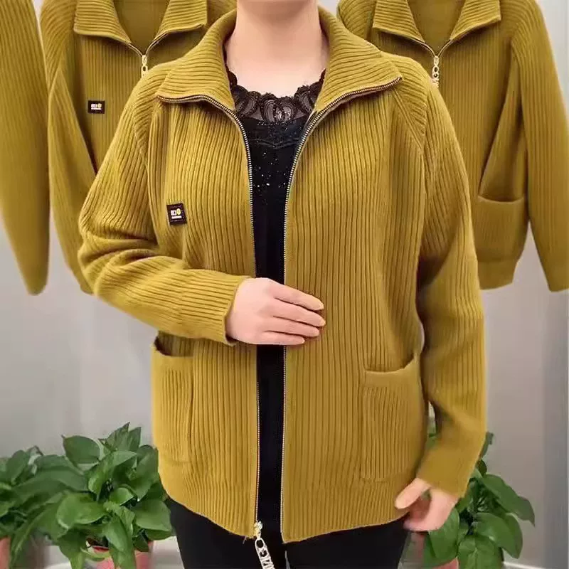 Осенняя куртка для мамы, кардиган для отдыха, для среднего возраста, оверсайз