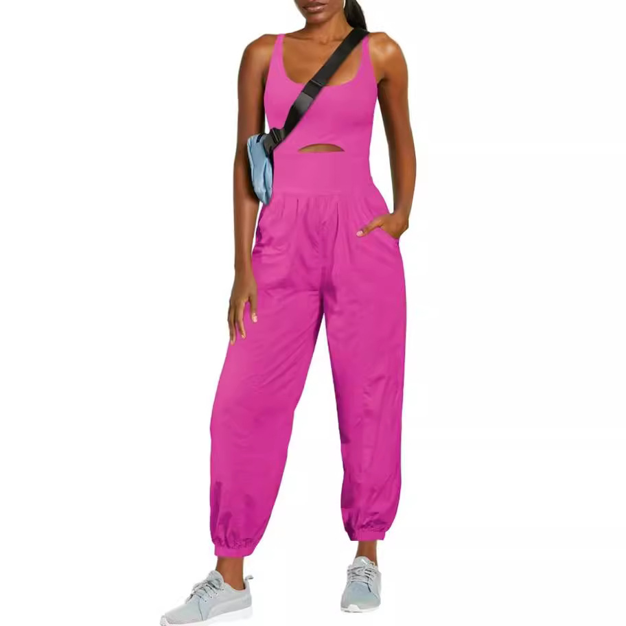 Europe and the United States cross-border Amazon fashion sports outdoor women's yoga hollow cross comfortable fitness vest jumpsuit