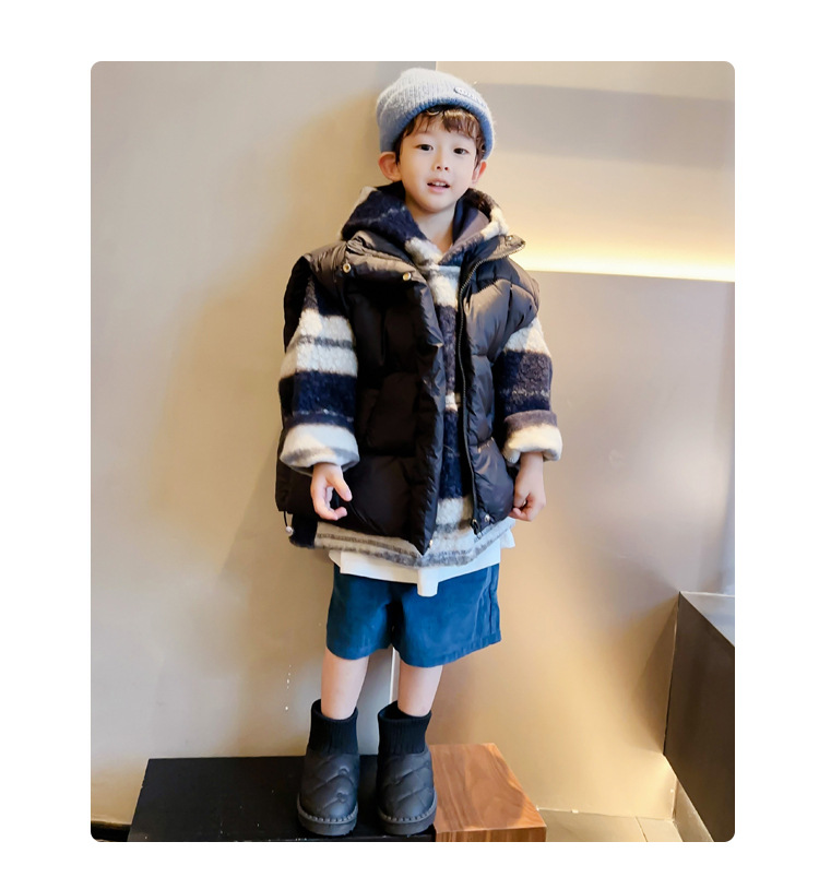 Children's diamond grid snow girls in winter 2024, new styles for boys with plush cotton shoes, elastic short socks and_voghion.com