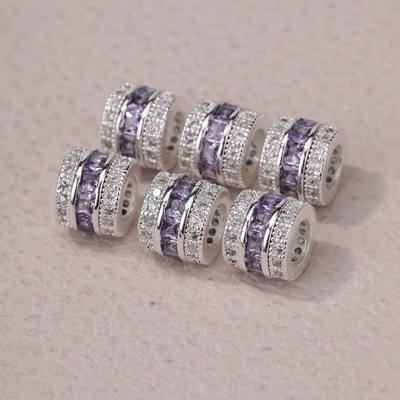 Zərgərlik ara hissələri bucket beads diy wheel - no-3-silver-purple-zircon-free-shipping-for-purchases-over-38-yuan-in-the-store