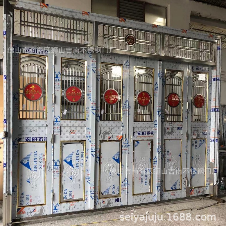 Foshan Jinan stainless steel door factory manufacturing 304 six-open folding hanging door