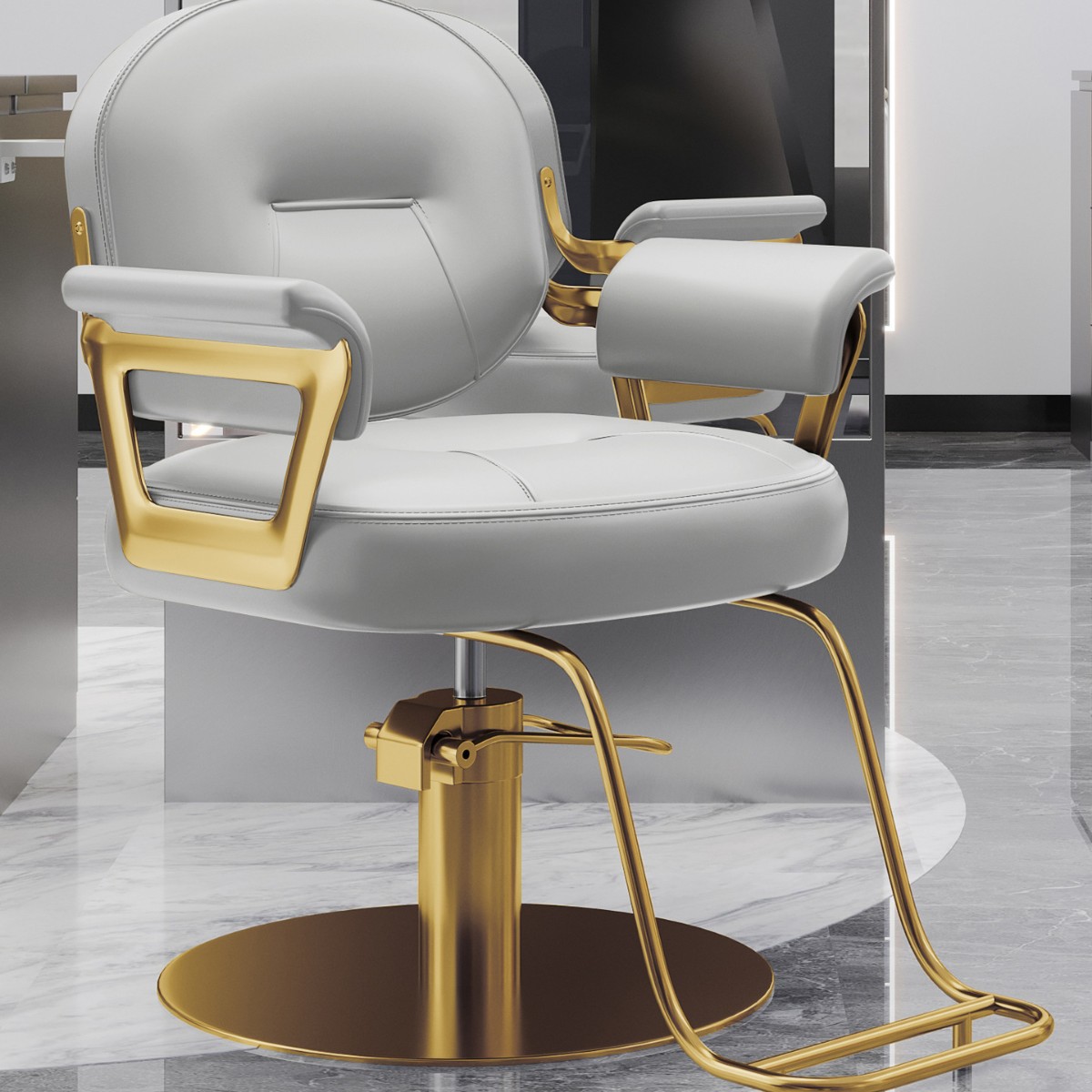 Nueva silla de peluquería en línea se puede elevar y bajar silla de peluquería de alta gama silla de peluquería especial silla de corte de pelo lujoso