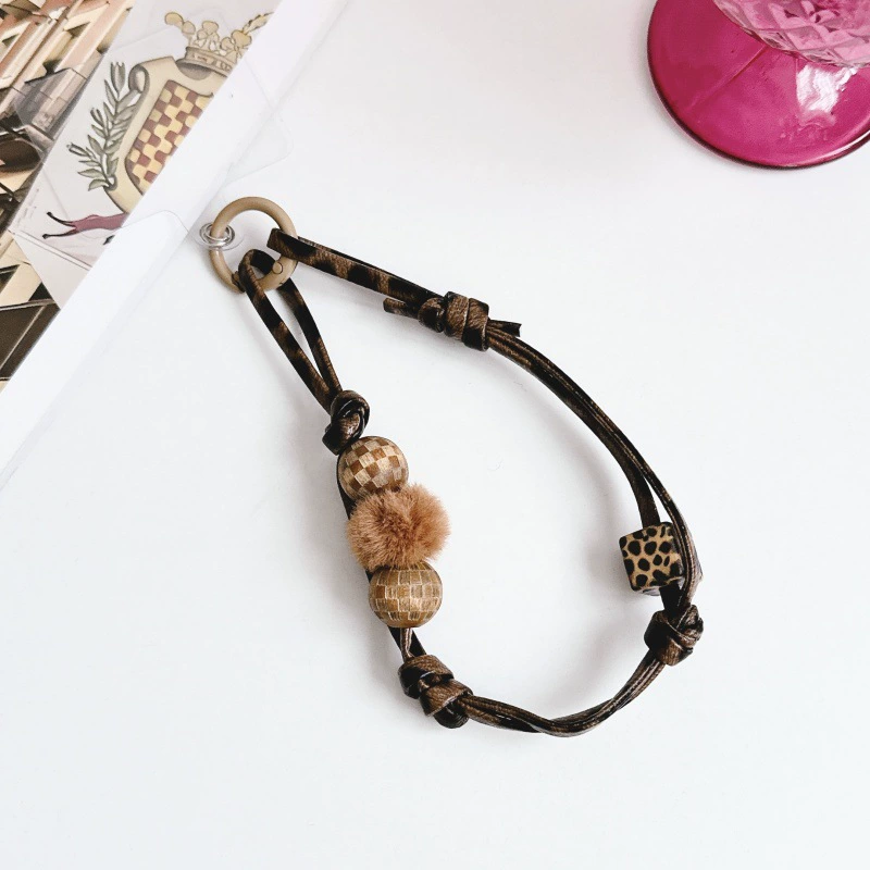 Retro wooden beads, mobile phone, protective strap, handheld pendant, handle