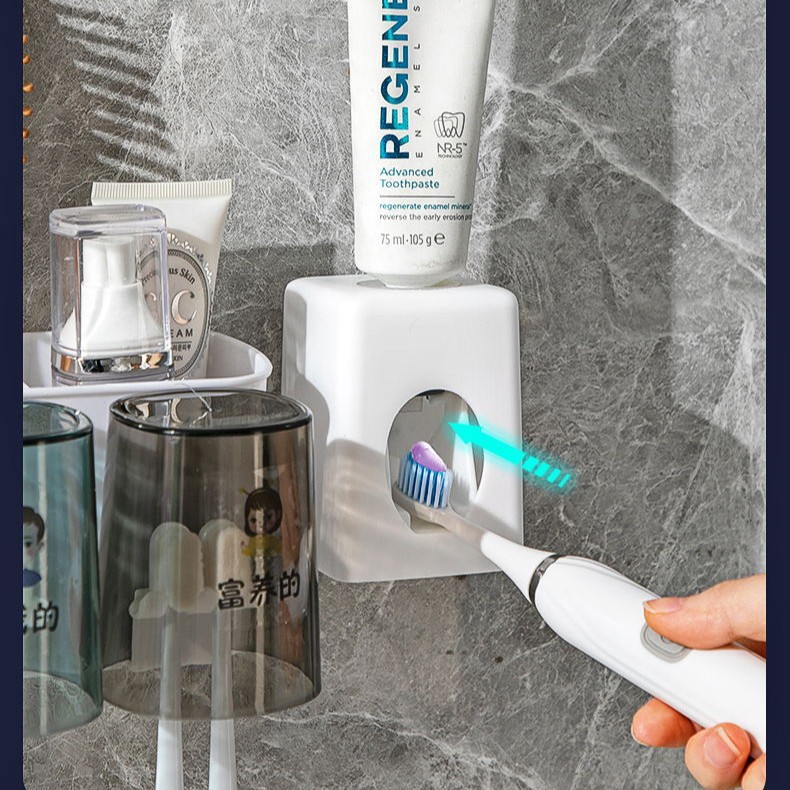 Cepillo de dientes titular traje montado en la pared libre de ponche enjuague bucal Copa pasta de dientes apretón artefacto hogar lavabo rack de almacenamiento