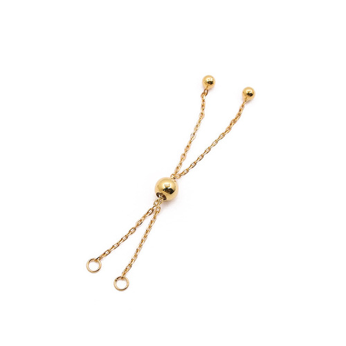 S925 sterling silver double bead silicone bead extension chain DIY semi-finished tail chain elastic extended cross adjustment chain