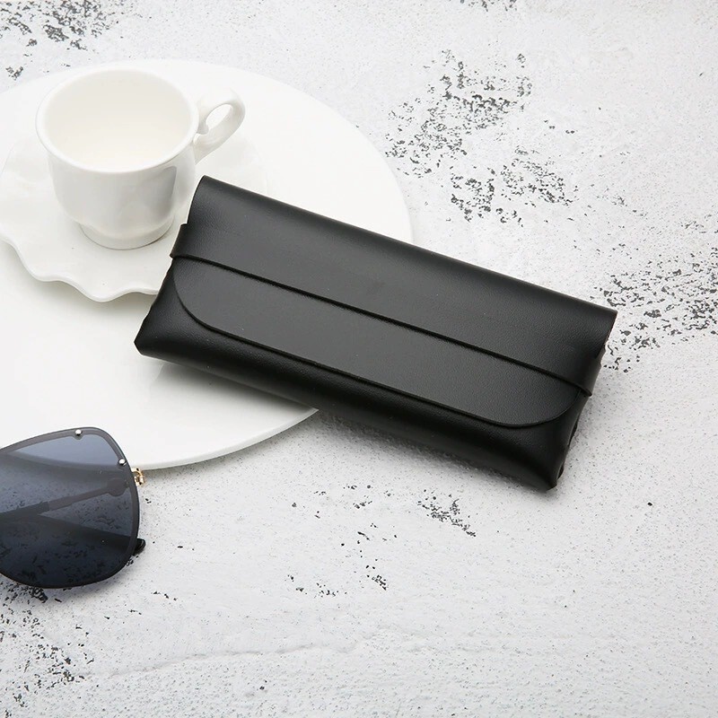 Fashion glasses box in stock wholesale black leather glasses box PVC nail buckle soft bag sunglasses box sunglasses bag tide