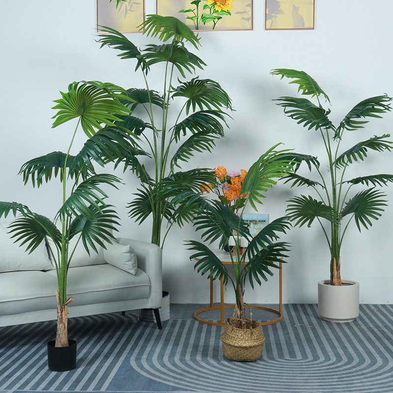 熱帯シミュレーション植物カリフォルニア州蒲葵鉢植え室内着地円葉扇葵偽樹緑植シミュレーション唐ブラウン葵|undefined