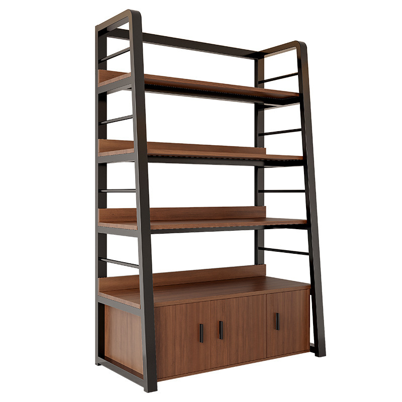 Estante estante de varias capas estante de exhibición de piso con puerta de gabinete estante de almacenamiento de exhibición de supermercado gabinete de almacenamiento integrado contra la pared