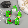 Cute frog seriously work leisurely flower arrangement Listening to music and happy food for food free reading combination brooch