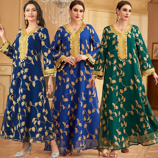 3816 Middle East Arab Dubai Mesh Embroidered Evening Dress European Muslim Party Dinner Fashion dress