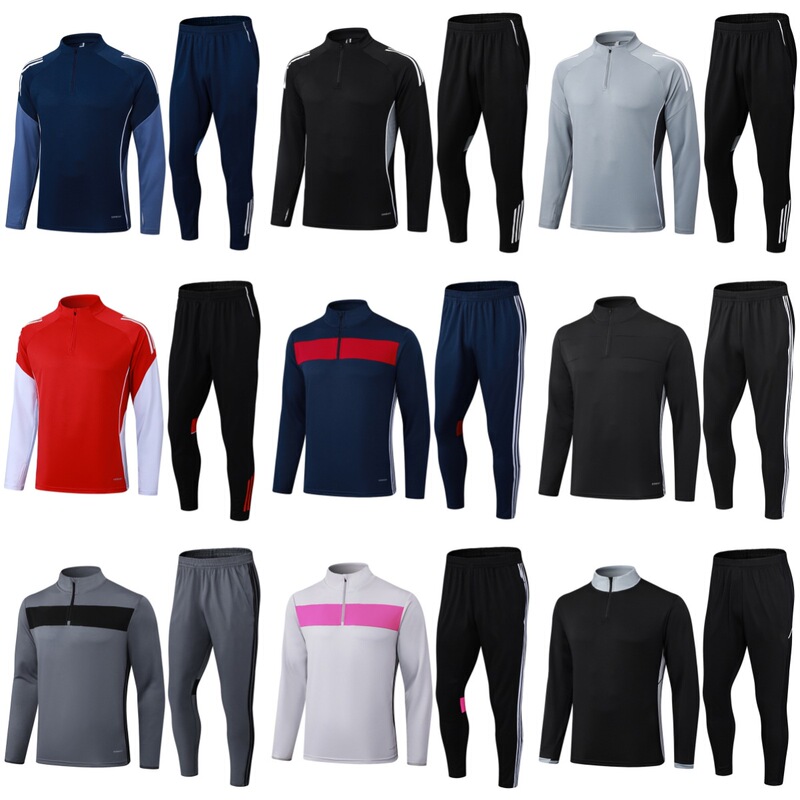 Factory Direct Sales Half-Zip Soccer Uniforms Without Team Logo, Soccer Jerseys, Training Suits, Soccer Shirts with Customizable Logo for Cross-Border Sales